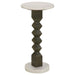 Colette Round Marble Top Side Table White and Dark Grey