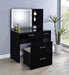 Flora 2-drawer Vanity Set with LED Mirror Black High Gloss