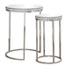 Addison 2-piece Round Mirror Top Nesting Tables Silver