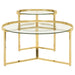 Delia 2-Piece Round Glass Top Nesting Coffee Table Gold