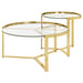 Delia 2-Piece Round Glass Top Nesting Coffee Table Gold