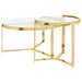 Delia 2-Piece Round Glass Top Nesting Coffee Table Gold