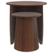 Yency 2-piece Round Mango Wood Nesting Table Set Dark Brown Mango