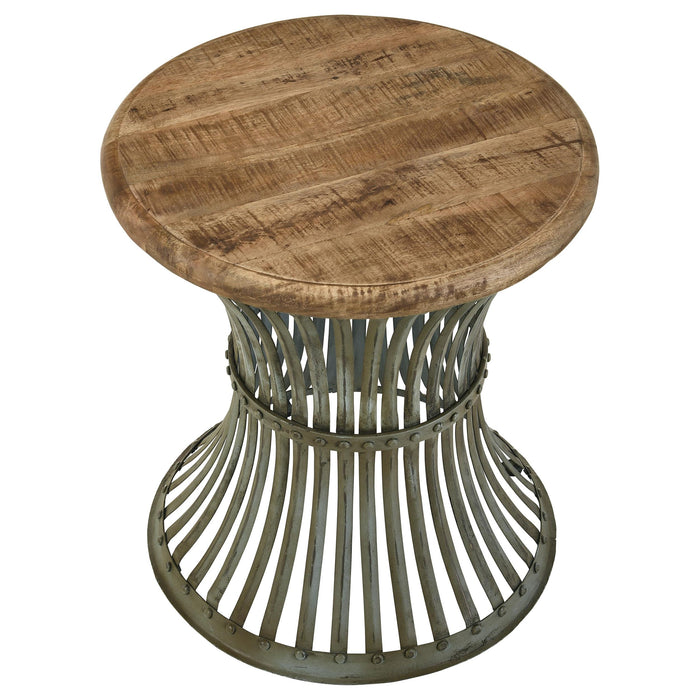 Matyas Round Wire Frame Accent Side Table Antiqued Blue