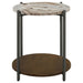 Noemie Round Marble Top Accent Side Table White and Gunmetal