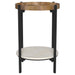 Adhvik Round End Side Table Marble Shelf Natural and Black