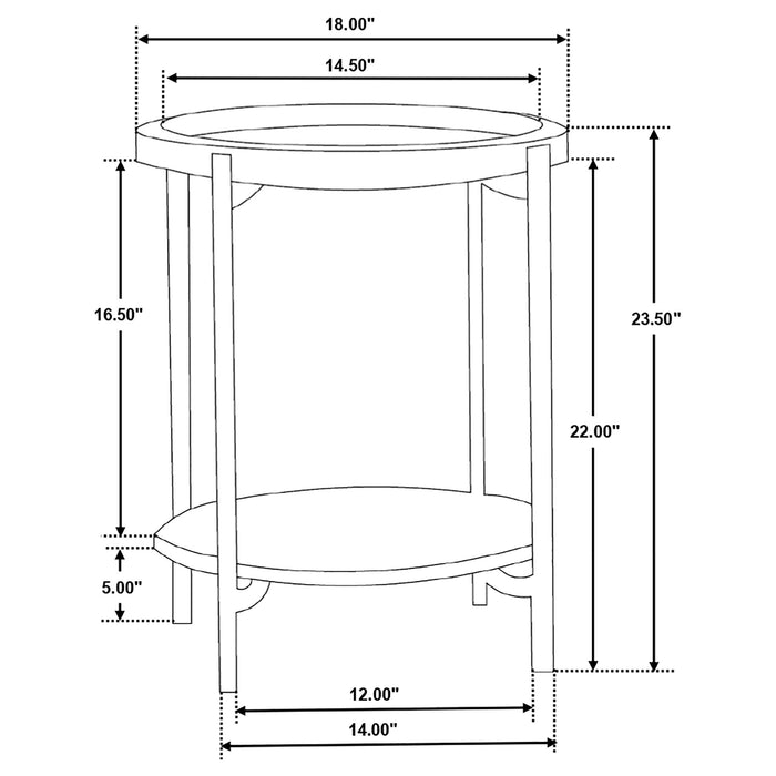 Adhvik Round End Side Table Marble Shelf Natural and Black