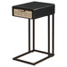 Amherst 1-drawer Radio Weave Cane Metal Side Table Black