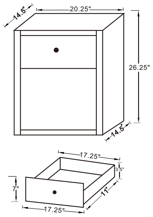 Coquette 1-drawer Mirrored Accent Side Table Silver