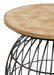Bernardo Round Wire Frame Side Table Natural and Gunmetal