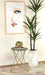Xenia Round Bone Inlay Accent Side Table White and Gold