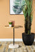 Ginevra Wood Top Marble Base Table Natural Brown and White
