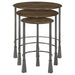 Deja 3-piece Round Nesting Table Set Natural and Gunmetal