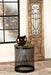 Aurora Round Drum Base Accent Side Table Natural and Black
