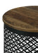 Aurora Round Drum Base Accent Side Table Natural and Black