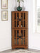 Coreosis 4-door Wood Corner Curio Cabinet Golden Brown