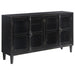 Sylvia 4-door Wood Lattice Accent Storage Cabinet Black