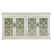 Kiara 4-door Wood Lattice Storage Accent Cabinet White