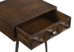 Ezra 1-drawer Rectangular Accent Side Table Coffee Brown