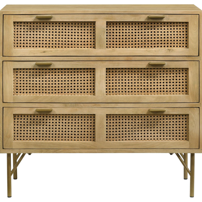 Zamora 3-drawer Wood Accent Cabinet with Woven Cane Natural