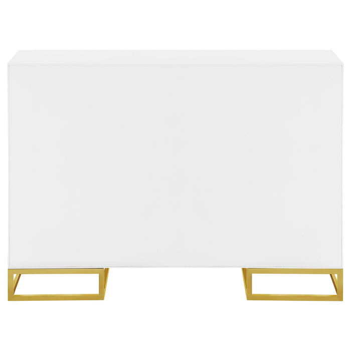 Elsa 2-door Wood Storage Accent Cabinet White and Gold