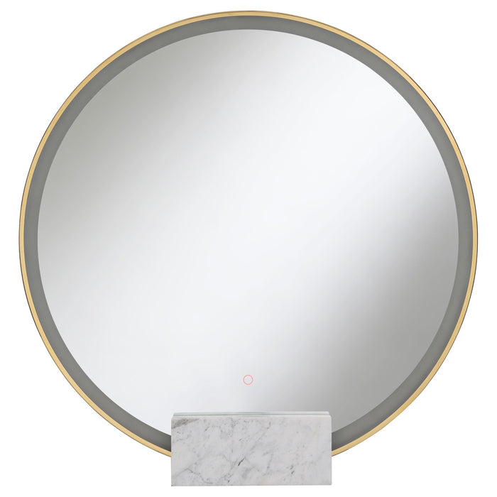 Jocelyn Round LED Vanity Mirror White Marble Base Gold