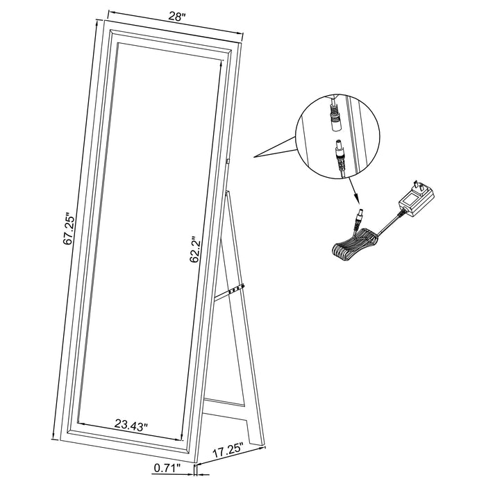 Windrose 28 x 67 Inch Tempered LED Standing Mirror Black