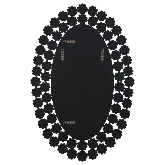 Colleen 31 x 47 Inch Oval Wall Mirror Crystal Flowers Silver