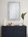 Cecily 32 x 47 Inch Leaf Border Crystal Wall Mirror Silver