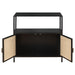 Amherst 2-door Radio Weave Cane Metal Accent Cabinet Black