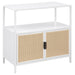 Amherst 2-door Radio Weave Cane Metal Accent Cabinet White