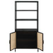 Amherst 3-shelf Radio Weave Cane Metal Accent Cabinet Black