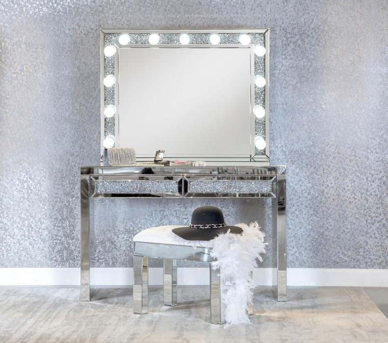 Wilmer Rectangular Table Vanity Mirror with Lighting Silver