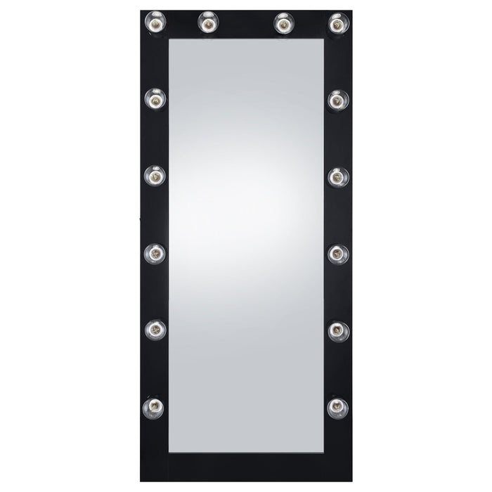 Zayan 32 x 71 Inch Floor Mirror LED Lighting Black Gloss