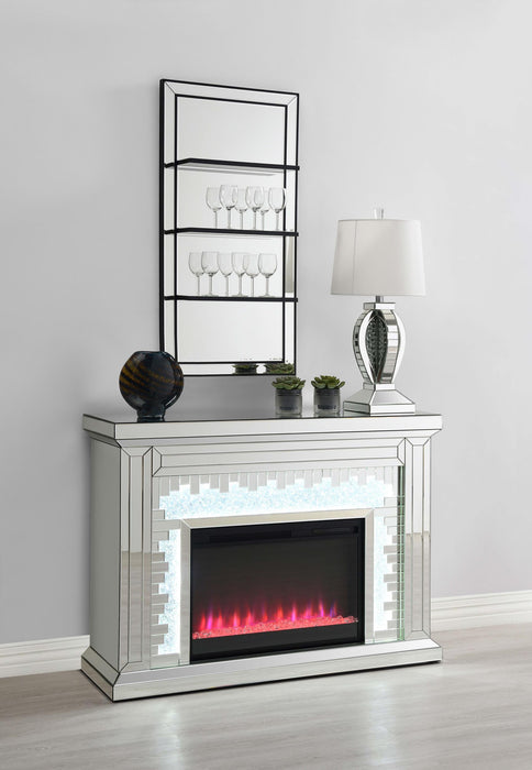 Gilmore Mirrored Freestanding Electric Fireplace Silver
